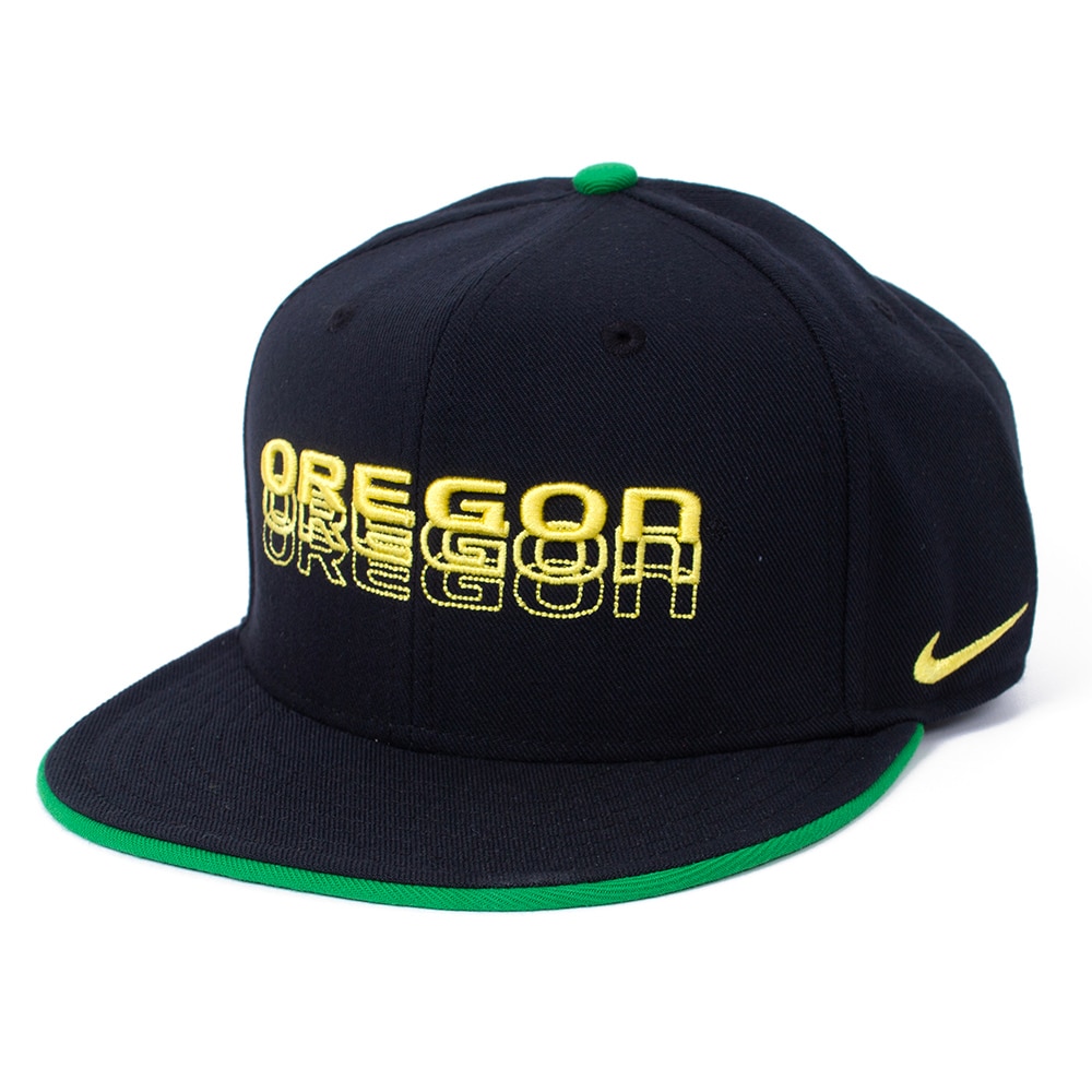 Classic Oregon O, Nike, Black, Flatbill, Performance/Dri-FIT, Accessories, Unisex, True, Primetime, Fitted, Hat, 882828
